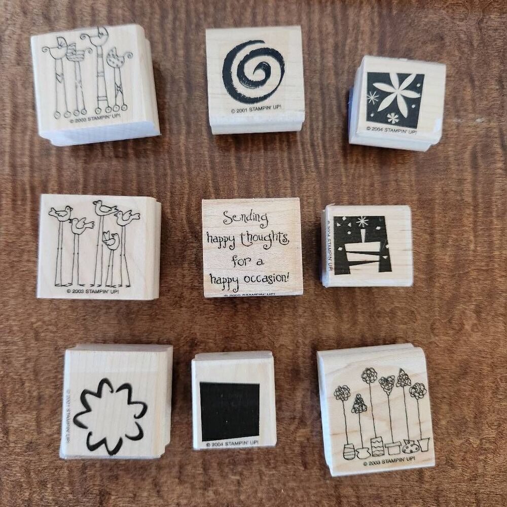 Stampin' Up! Variety bundle of stamps swirl cribs birds trees star 2003 2001 hap